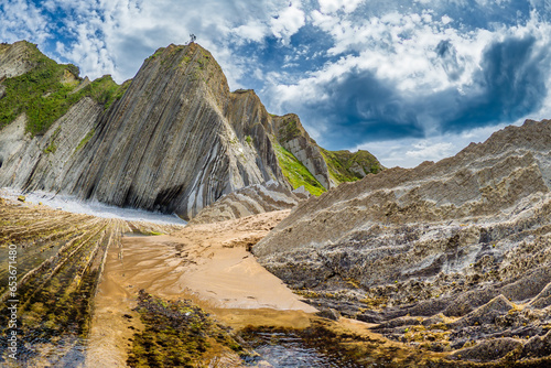 Itzurun cliffs on the coast of Northern Spain - Costa Verde Zumaia 