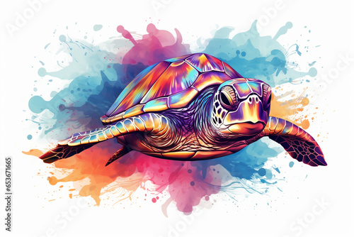watercolor style design, design of a turtle