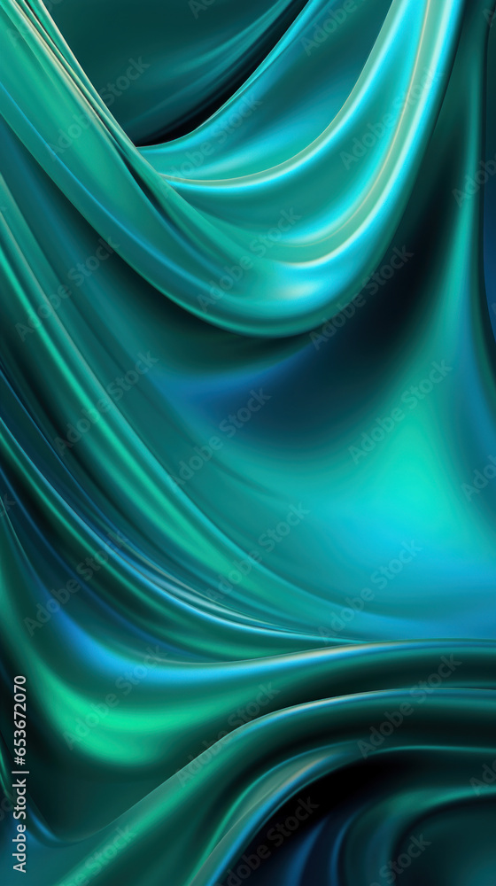 Fototapeta premium Liquid metal wave background. Blue, green colors.