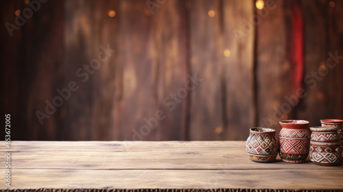 Empty rustic wooden old table