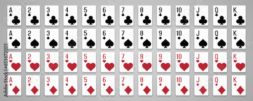 Poker cards full deck. Playing cards. Vector illustrator.