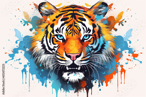 watercolor style design  design of a tiger