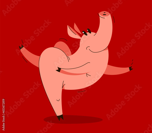 Funny cartoon pig dancing l...