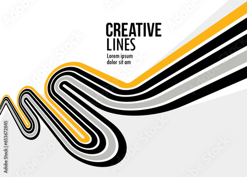 3D lines in motion vector abstract background, creative and dimensional curved stripes dynamic composition, motion and technology.