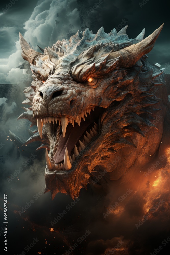 Dragon and its rider soaring through the clouds, embarking on an epic adventure, Generative AI Dragon and its rider soaring through the clouds, embarking on an epic adventure, Generative AI