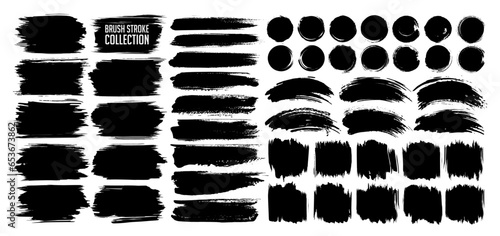 Black paint brush stroke, ink splash, grunge line and frame mega collection for social media business background decoration. Dirty watercolor texture, ornament or silhouette. Torn or rip grungy paper.