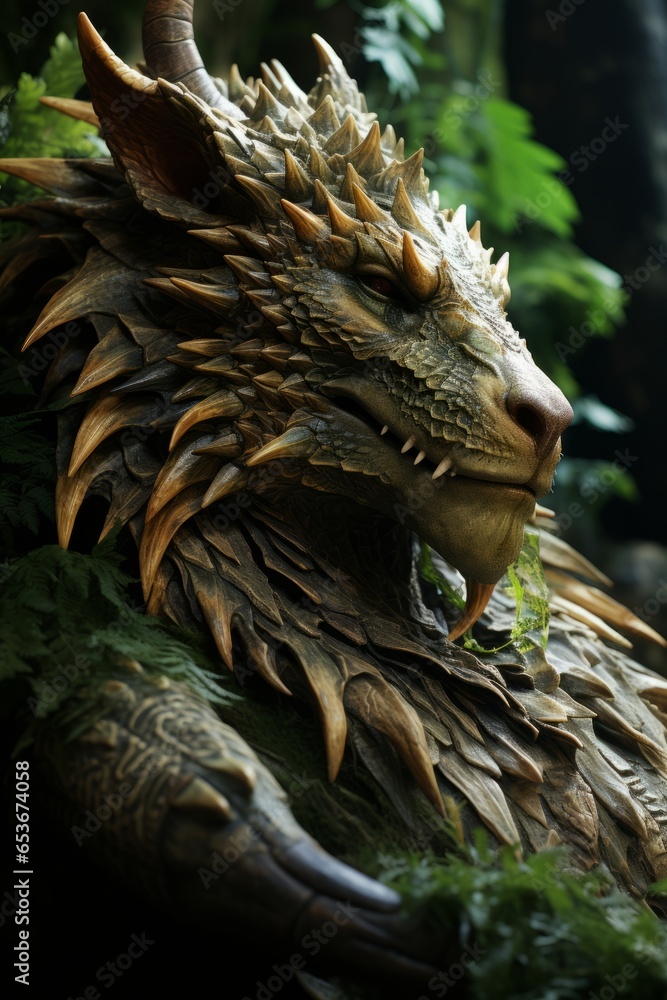 Dragon in a peaceful moment, curled up in a lush forest glade, embodying both power and serenity, Generative AI Dragon in a peaceful moment, curled up in a lush forest glade, embodying both power and serenity, Generative AI