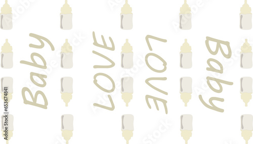 Baby symbol set. Baby's attributes collection. Stroller, pacifier, feeding bottle, diaper. Vector illustration.