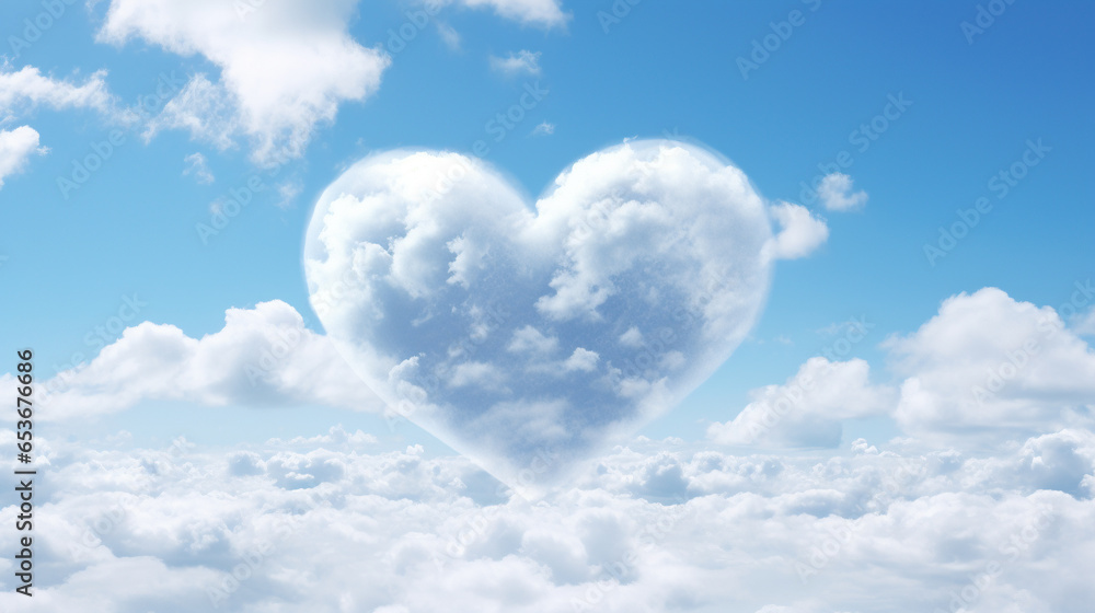 Heart-shaped cloud in azure sky, capturing celestial romance and love from above. Heart-shaped cloud in azure sky, capturing celestial romance and love from above.