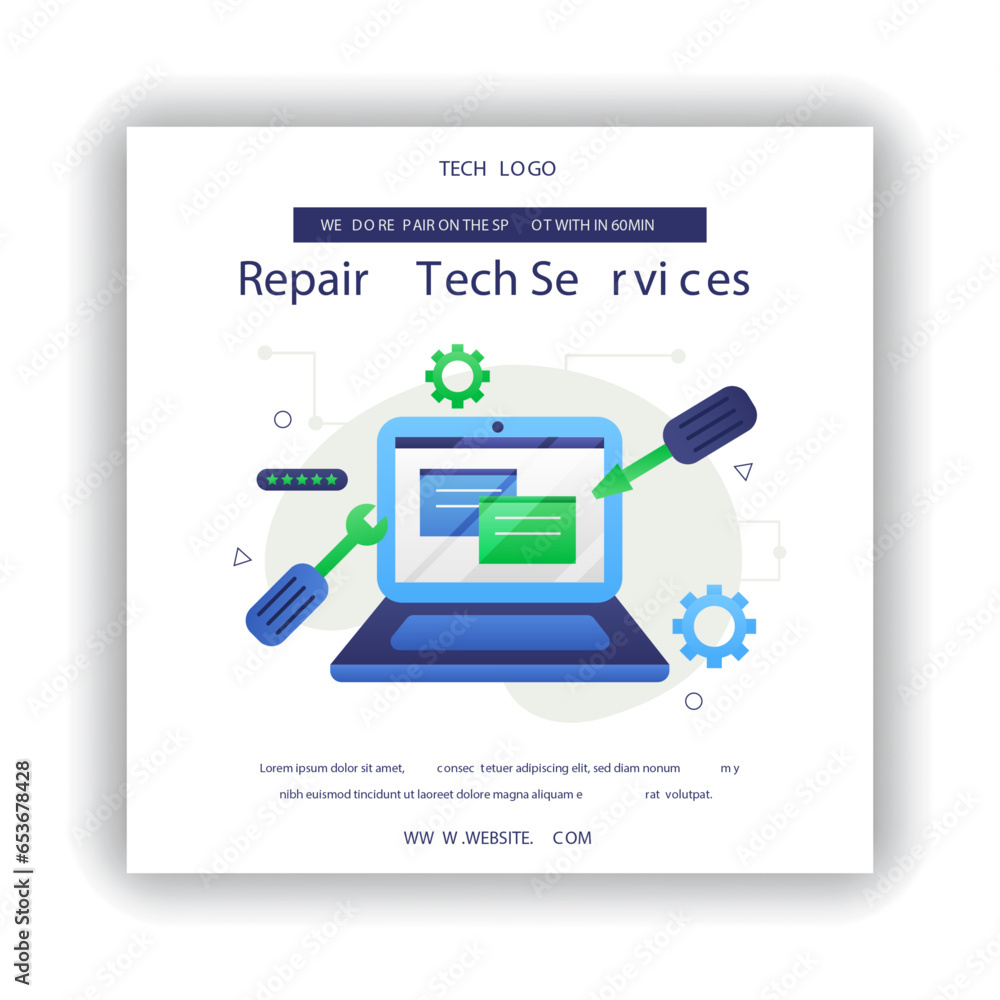Fototapeta premium hand drawn tech repair template design