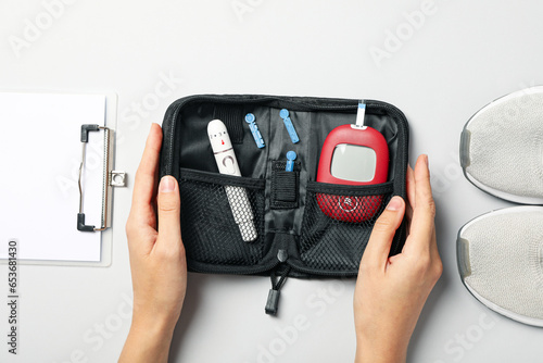 Photography Necessary elements for diabetes, top view.
