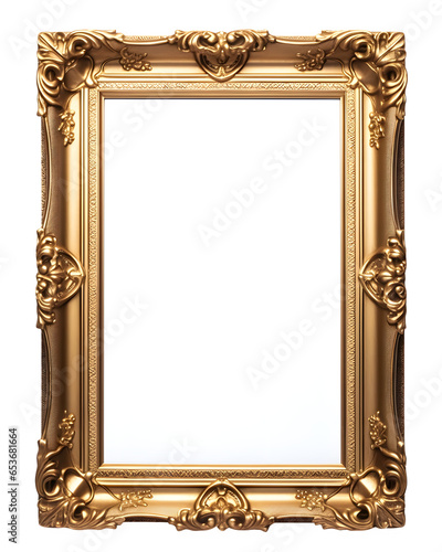 antique gold frame on transparent background