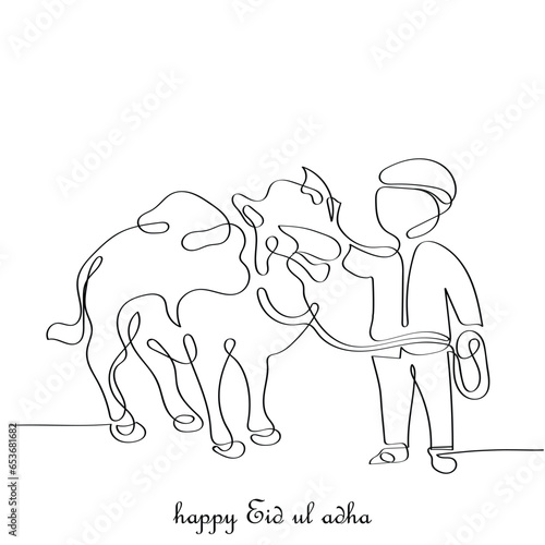 happy eid ul adha vector line art