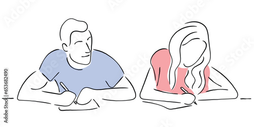 Line art vector of a couple fighting. Negative psychology in couples. Marital issues line art vector