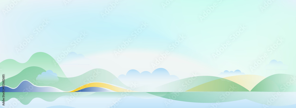 青い海と山を背景にした風景