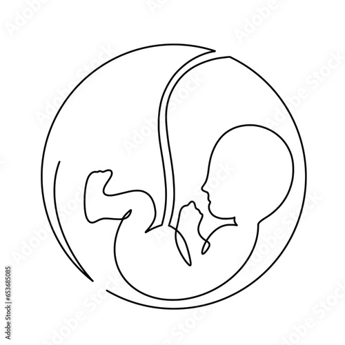 Vector continuous one line baby embryo illustration