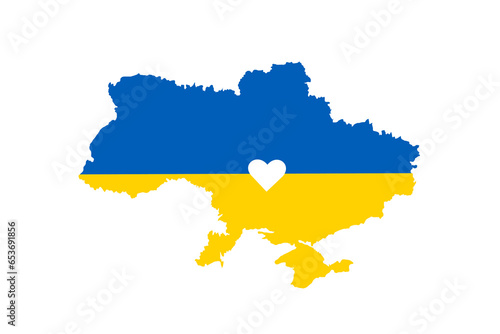 Ukraine map with national flag colors isolated on a white background