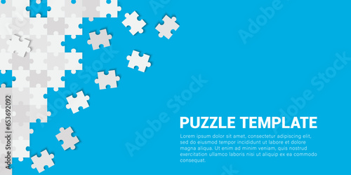 Puzzle template background for business, teamwork. Mosaic background with puzzle. Abstract puzzle template
