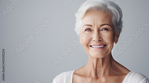 A portrait capturing the strength and timeless beauty of an older lady, face skin care beauty