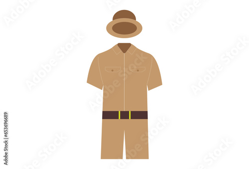 A zookeeper uniform typically consists of a khaki or olive green shirt and pants, often made of durable and breathable fabrics such as cotton or polyester. zookeepers may wear gloves, safety glasses, 