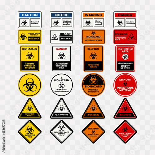 Infectius bio hazard symbols and sign collection design vector illustration