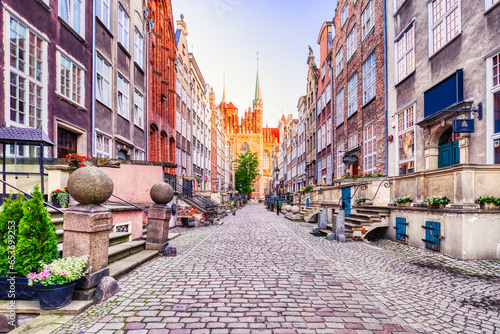 Famous Mariacka Street with Basilica of St. Mary in the Background, Gdansk, Poland photo