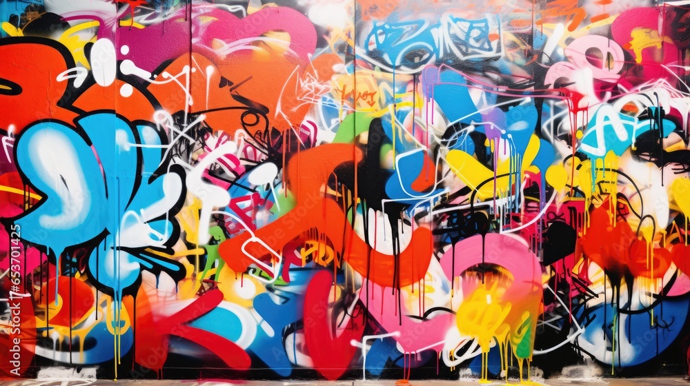 Obraz premium Abstract Graffiti Wall with Spray Paint and Tags