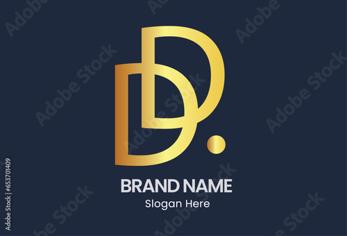 a vector logo design template featuring the letter D, which is suitable for use in branding identity for corporate purposes. The logo is presented in isolation on a dark background for visual contrast photo