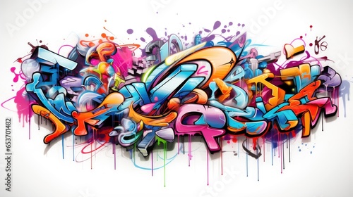 Abstract Graffiti Wall with Spray Paint and Tags