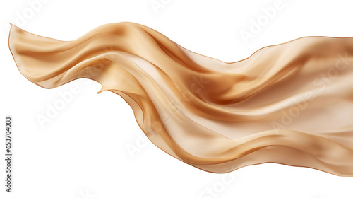 Beige luxury wavy silk isolated transparent, Generative AI