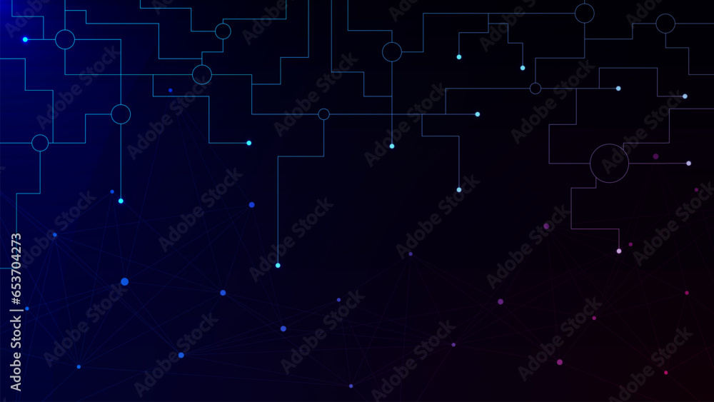 Abstract network connection technology with connected dots and lines. Big data visualization. Data transfer and global communication concept background.