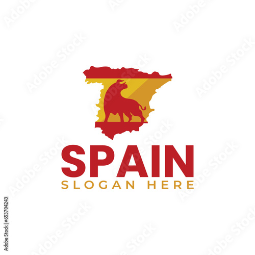 Vector logo for Spain, including angry bull illustration Spain icon