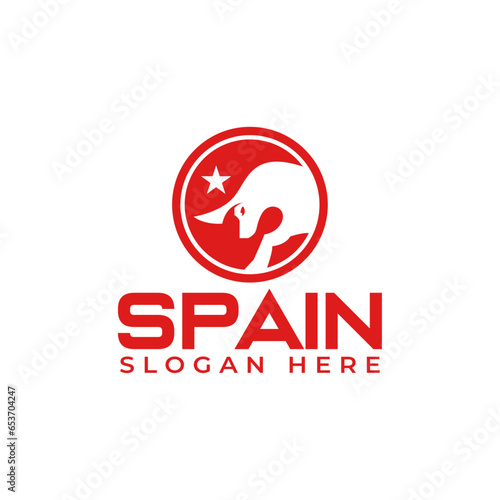 Vector logo for Spain, including angry bull illustration Spain icon