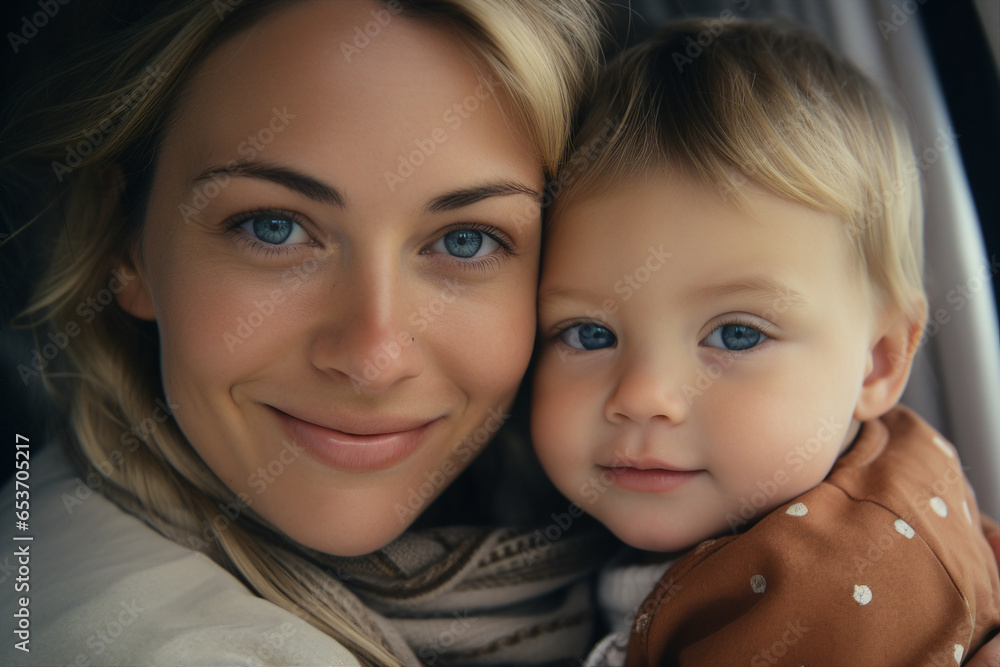Woman holding newborn charming baby in her arms Created with generative AI Woman holding newborn charming baby in her arms Created with generative AI