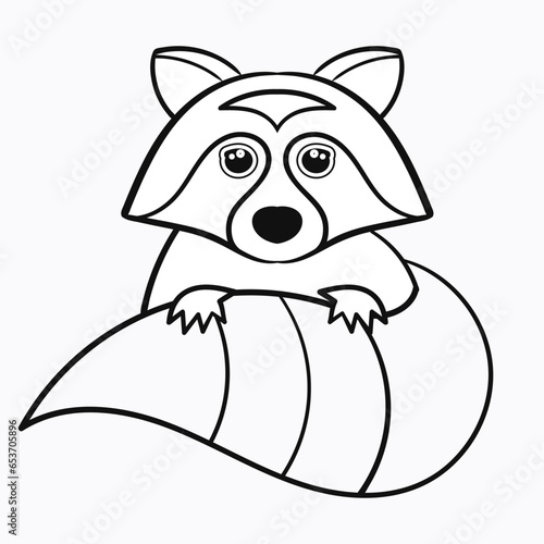 Educational and Relaxing Animal Coloring Book Pages Perfect for Kids and Adults Isolated Outline Vector Animal Illustration racoon