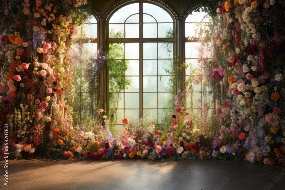 Experience The Sheer Charm Of Flowerfilled Background - obrazy, fototapety, plakaty 