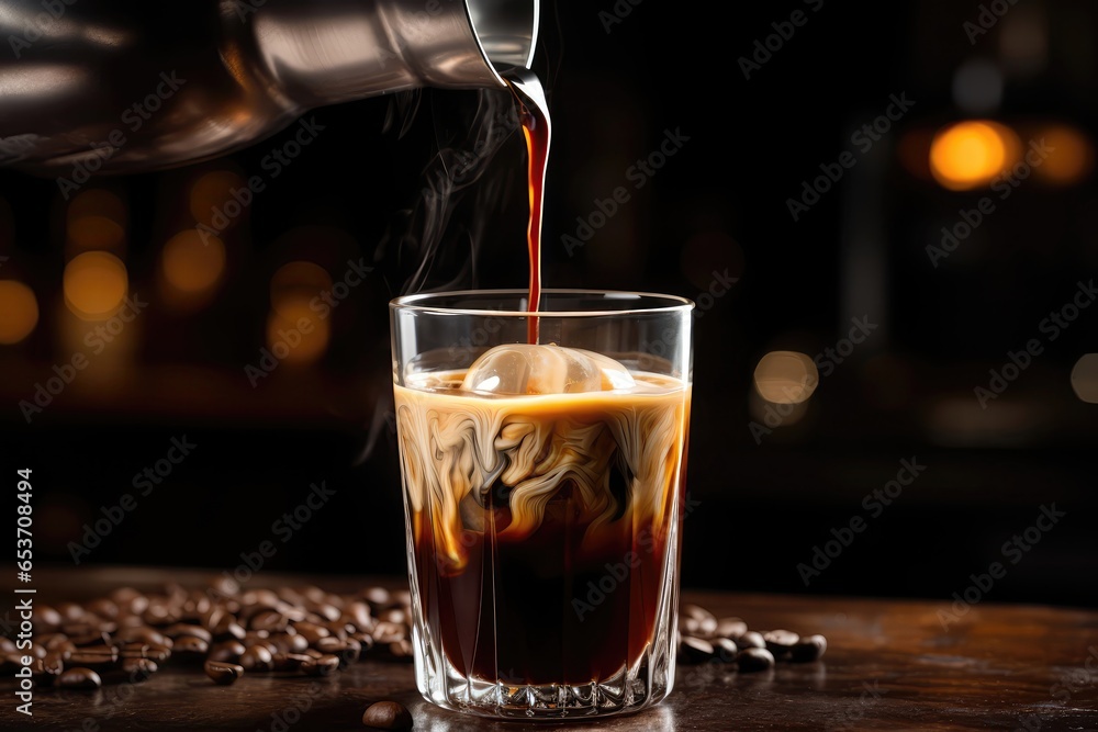 Pouring Jar Of Freshly Brewed Nitro Coffee From The Tap, Embracing The Rustic Charm Of Lifestyle Centered Around Espresso And Mocha Beans Pouring Jar Of Freshly Brewed Nitro Coffee From The Tap, Embracing The Rustic Charm Of Lifestyle Centered Around Espresso And Mocha Beans