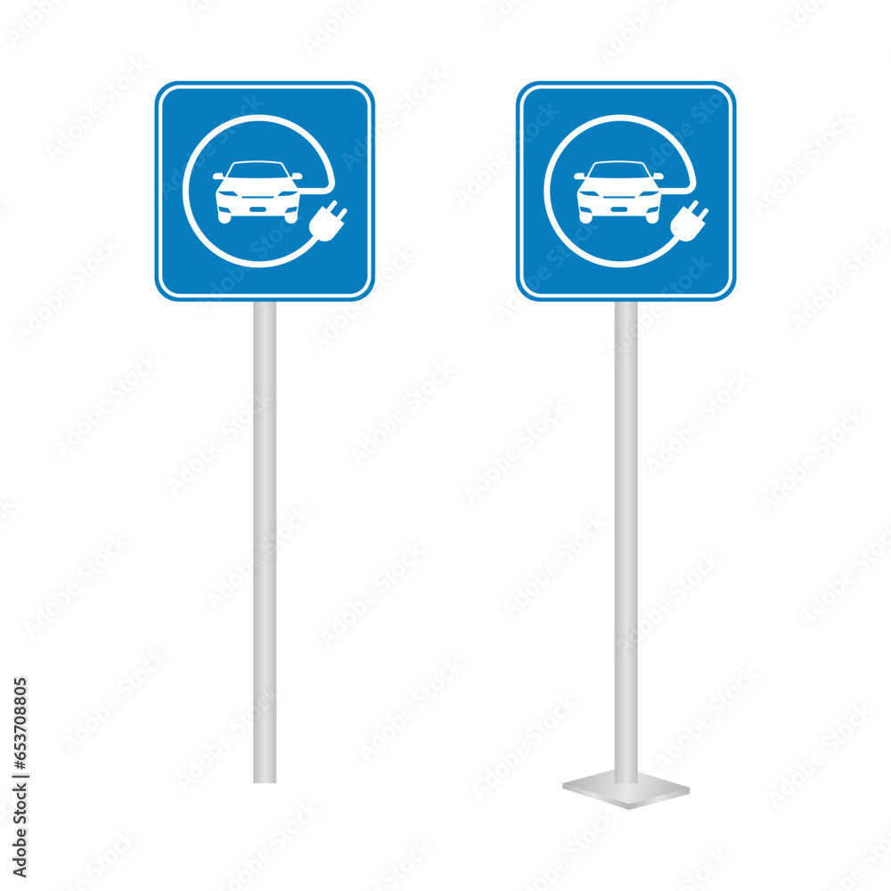 Electric Car. EV Car Symbol. EV Charging Station Sign. Vector Illustration. Electric Car. EV Car Symbol. EV Charging Station Sign. Vector Illustration.