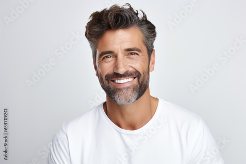 Handsome Man With Dazzling Smile, Ideal For Dental Advertisement This Gentleman Boasts Fresh And Stylish Hairdo, Wellgroomed Beard © Anastasiia
