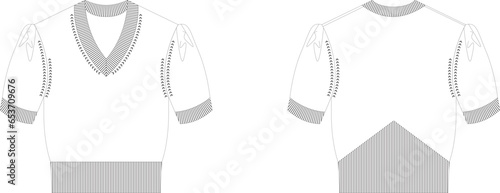V-Neck Short Sleeve Shoulder Gratheriing