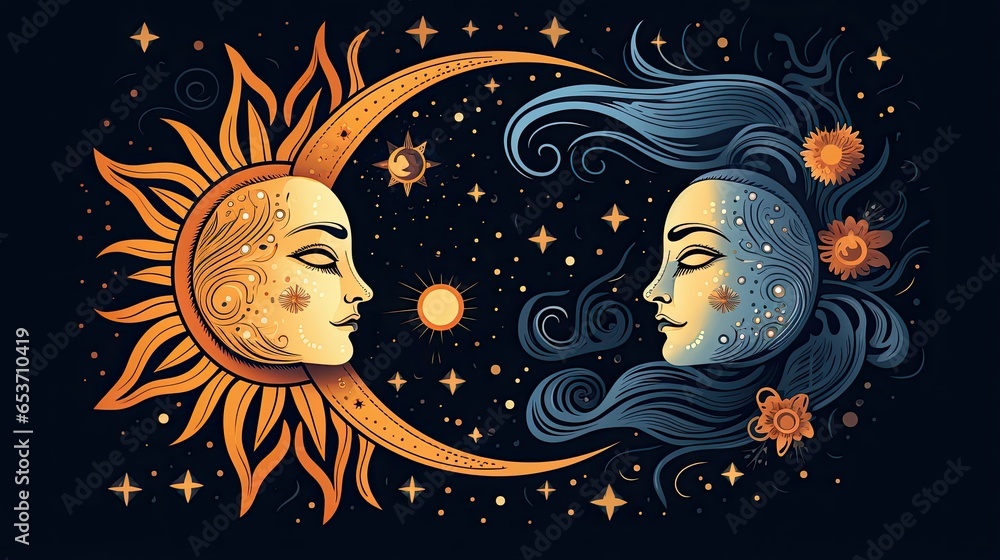 Cosmic Celestial Sun and Moon Cosmic Celestial Sun and Moon
