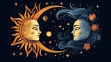 Cosmic Celestial Sun and Moon
