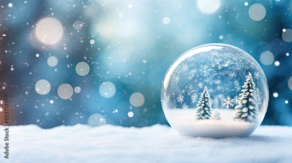 A Christmas glass sphere resting on snowy ground, containing a snowman within. A wintry scene. Generative AI A Christmas glass sphere resting on snowy ground, containing a snowman within. A wintry scene. Generative AI