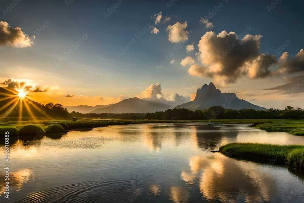 sunrise over lake