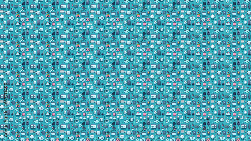 kids pattern on blue background