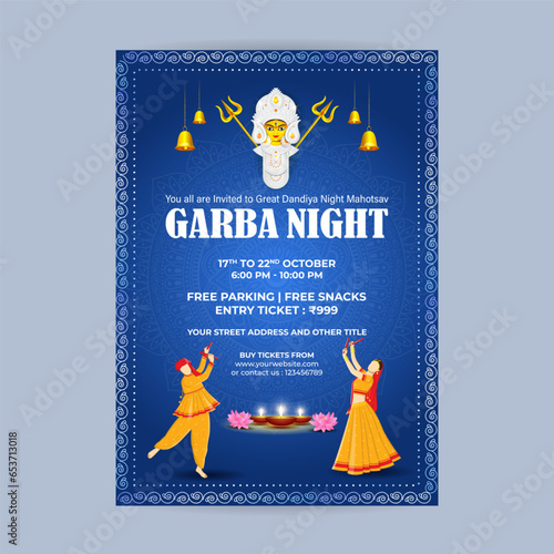 Vector illustration of Dandiya Night Invitation social media feed template