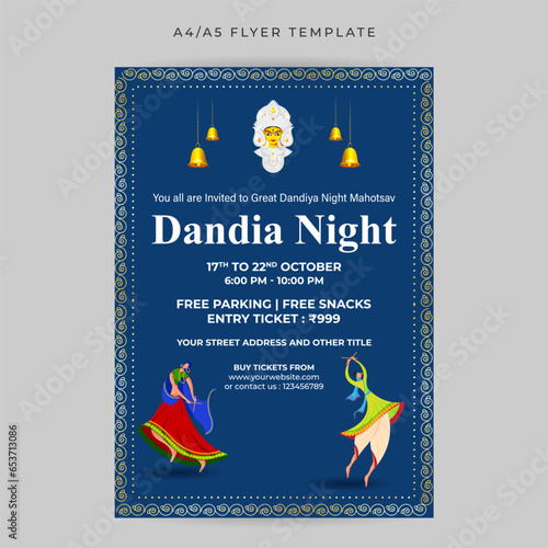Vector illustration of Dandiya Night Invitation social media feed template