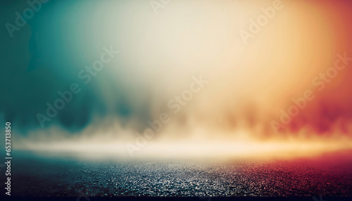 Abstract blurred outdoor background with a gradient of colors, transitioning from dark green on the left to bright orange on the right, creating a dreamy and surreal mood