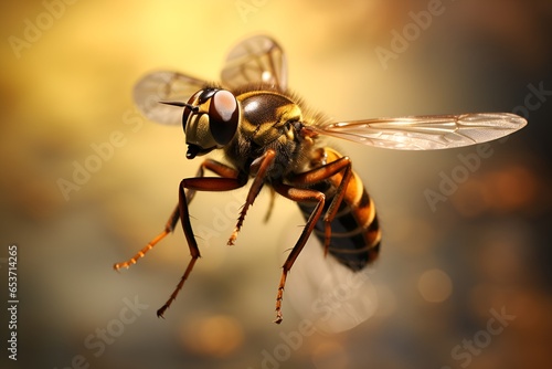 Intriguing Close-Up of a Bee in Mid-Flight, A Fascinating Glimpse of Nature in Action