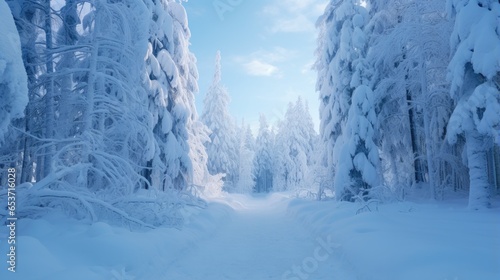 Enchanting Winter Wonderland with Snow-covered Trees